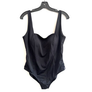 Boden Swimsuit 14 Black One-Piece Square Neck Stretch Padded Cups NEW with Tags